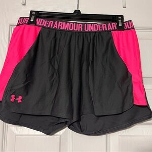 Under Armour Black and Pink Athletic Shorts with Elastic Waistband